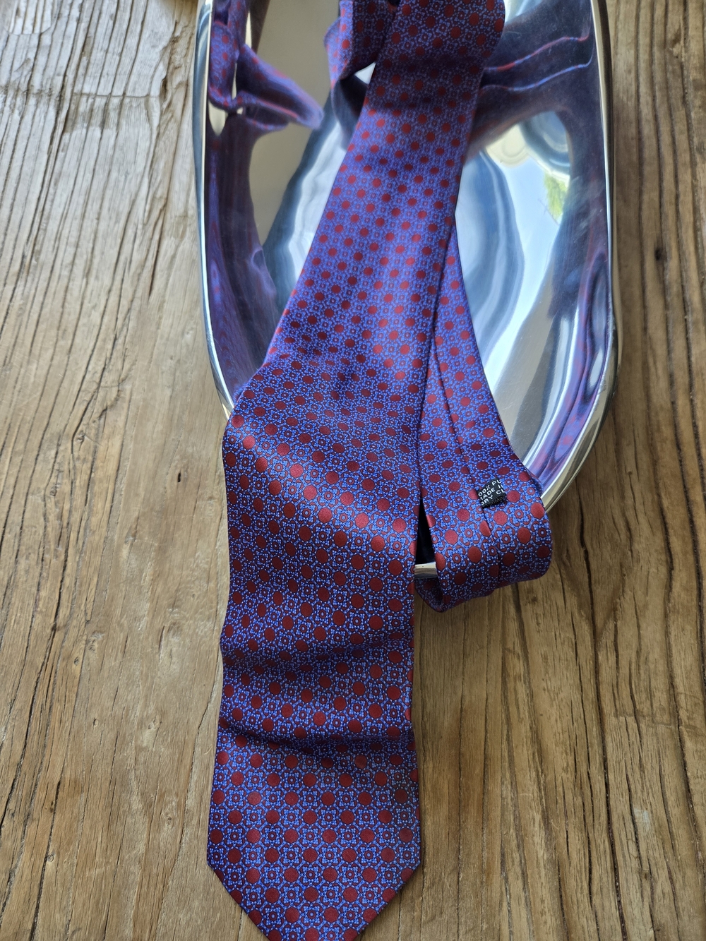 Stefano Ricci Purple Tie with Red Geometric Motif